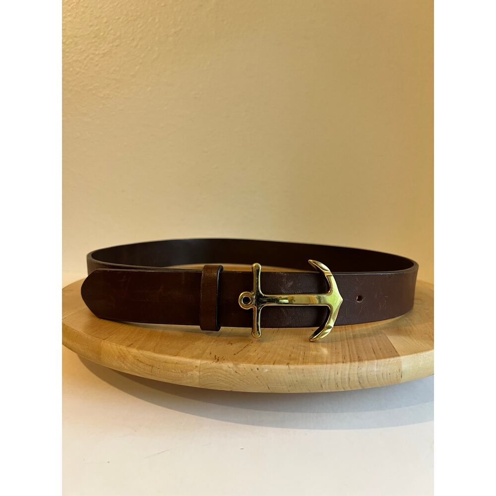 Brown Golden Anchor Buckle Vineyard Vines USA Made Genuine Leather Size M - Picture 14 of 14